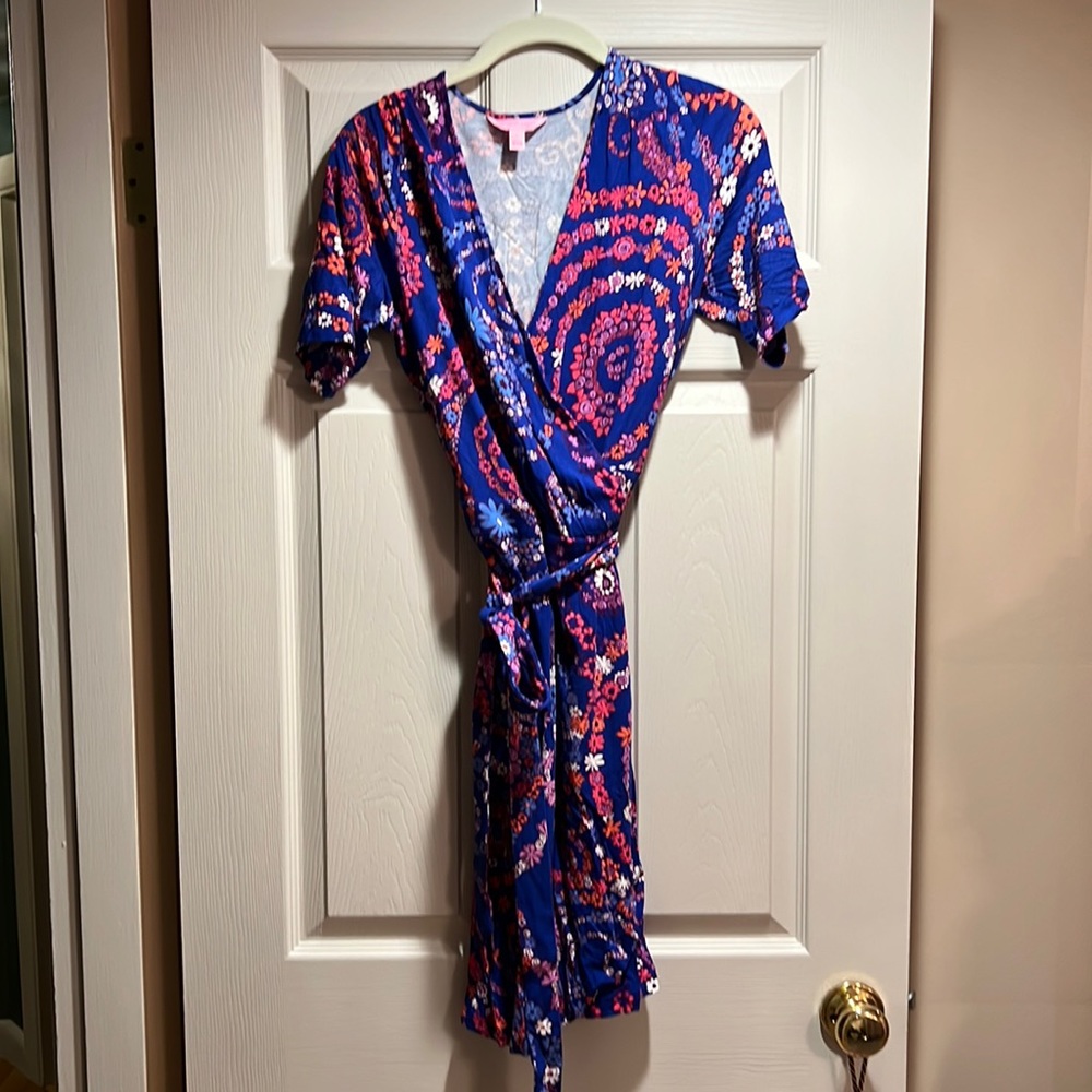 Lilly Pulitzer Blue and Pink Wrap Dress